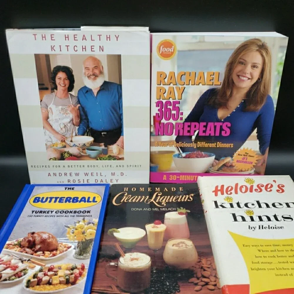 Lot of 7 Cookbooks Andrew Weil Rachael Ray + Misc HC & PB Variety Kitchen